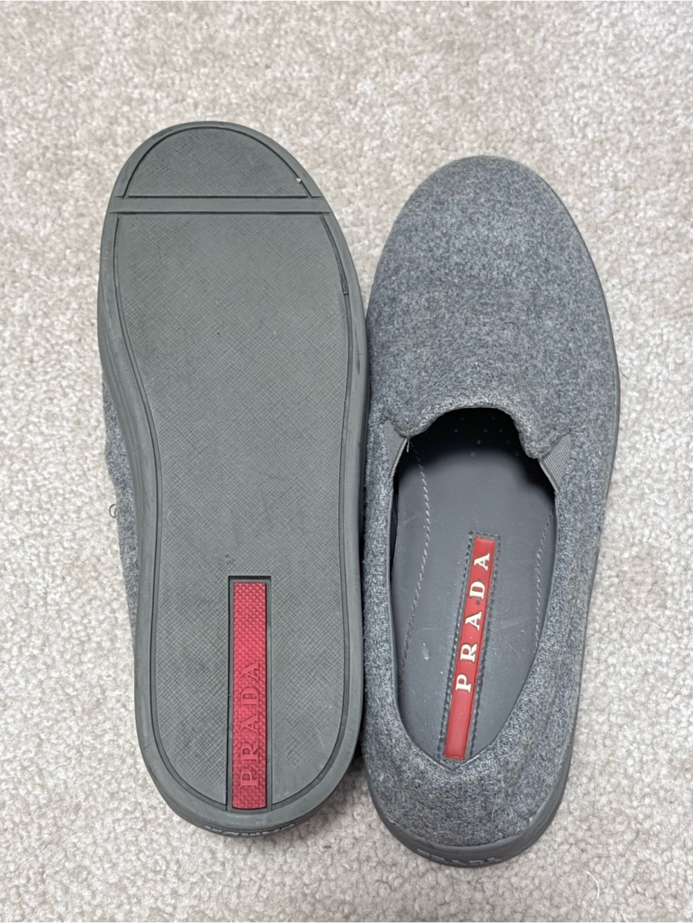 Prada Ardesia Wool Slip On Sneakers Size 5.5-6/36 - Picture 9 of 10